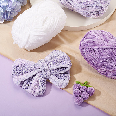 3 Rolls Polyester Chenille Wool Yarn OCOR-MB0001-06A-1