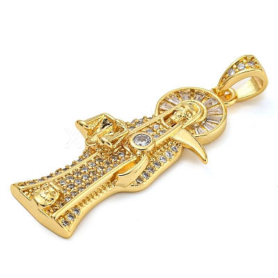 Rack Plating Brass Micro Pave Cubic Zirconia Pendants KK-Z063-09G-01-1