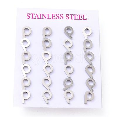 Tarnish Resistant 304 Stainless Steel Greek Alphabet Stud Earrings STAS-D007-07P-17-1