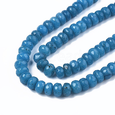 Faceted Rondelle Dyed Natural White Jade Bead Strands X-G-R343-6x8-02-1