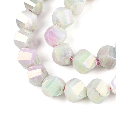 Anti-Tarnish Electroplate Glass Beads Strands GLAA-T025-8mm-14F-1