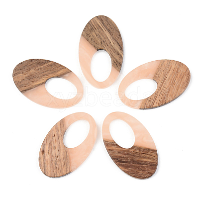 Opaque Resin & Walnut Wood Pendants RESI-S389-005A-C02-1