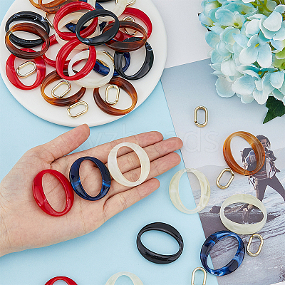 75Pcs Acrylic Imitation Gemstone Style Linking Rings OACR-FH0001-046-1