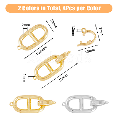 8Pcs 2 Colors Brass Fold Over Clasps KK-DC0003-66-1