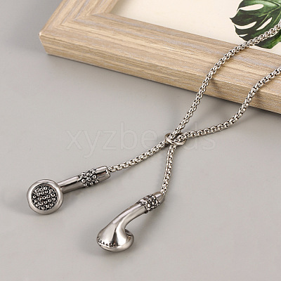Hip Hop Alloy Earphone Pendant Necklaces for Men Women WG4D617-02-1