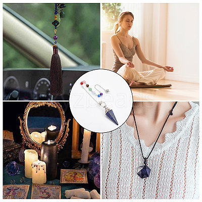 1Pc Natural Lapis Lazuli Hexagonal Pointed Dowsing Pendulums G-CA0001-70B-1