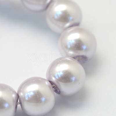 Baking Paint Pearlized Glass Pearl Round Bead Strands X-HY-Q003-10mm-25-1