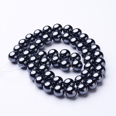 8MM Black AAA Grade Round Non-Magnetic Synthetic Hematite Beads Strands X-G-H1071-1-1