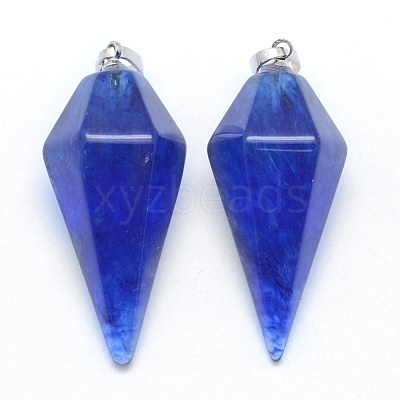 Watermelon Stone Glass Pointed Pendants KK-E757-F-09P-1