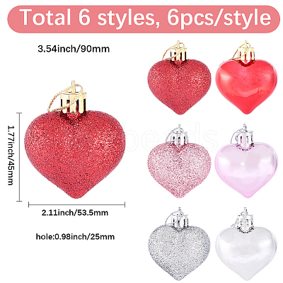 36Pcs 6 Colors PS Plastic Pendant Decorations FIND-SP0005-44-1