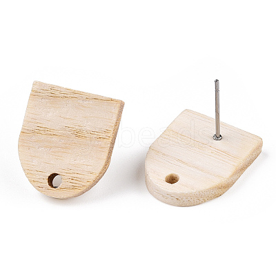 Ash Wood Stud Earring Findings EJEW-N017-011K-1