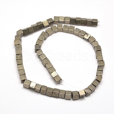 Cube Natural Pyrite Beads Strands G-I126-17-6x6mm-1