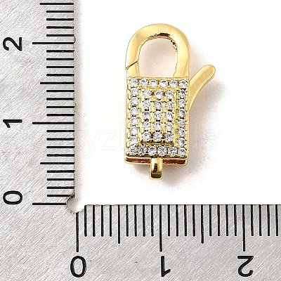 Brass Micro Pave Clear Cubic Zirconia Lobster Claw Clasps KK-A266-24A-G-1