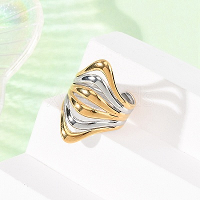 304 Stainless Steel Open Cuff Rings for Women RJEW-K321-01B-1
