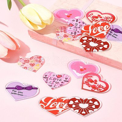 14Pcs 7 Styles Valentine's Day Transparent Acrylic Pendants OACR-FS0001-98-1