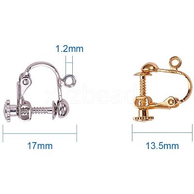 Brass Screw Clip Earring Converter KK-PH0021-02M-1