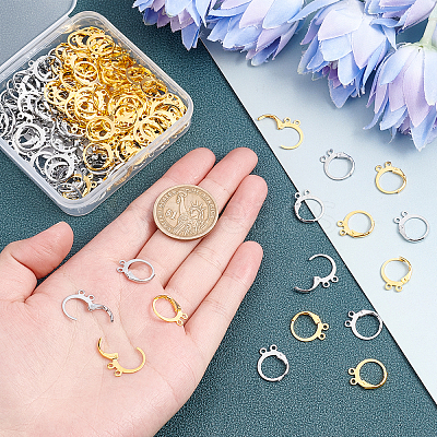160Pcs 2 Colors Brass Leverback Earring Findings KK-FH0002-92-1