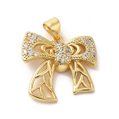 Rack Plating Brass Micro Pave Clear Cubic Zirconia Pendants KK-A206-05J-G-1