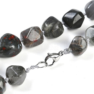 Natural Bloodstone Nuggets Beaded Necklaces for Women Men NJEW-K388-01G-1