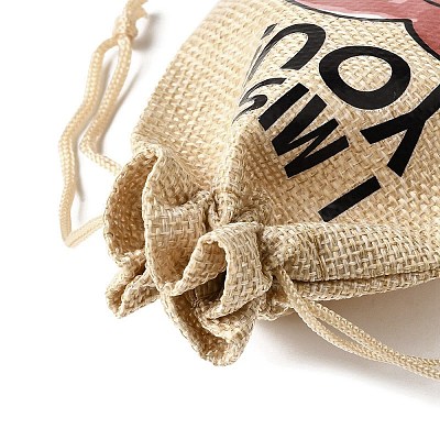 12Pcs 12 Styles Valentine's Day Printed Rectangle Burlap Cloth Packing Pouches ABAG-U006-02A-1