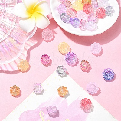 40Pcs 10 Styles Transparent Spray Painted Glass Beads GLAA-YW0003-84-1