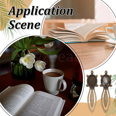 10Pcs Tibetan Style Tortoise Bookmark Cabochon Settings TIBE-ME0001-10-1
