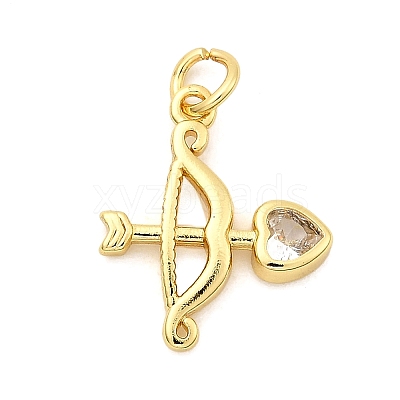 Bow and Arrow Brass Micro Pave Cubic Zirconia Pendants KK-C134-12G-1