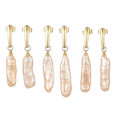 304 Stainless Steel Stud Dangle Earrings with Natural Baroque Keshi Pearls EJEW-JE07339-1
