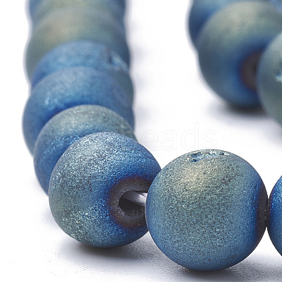 Electroplate Natural Druzy Geode Weathered Agate Beads Strands G-S284-10mm-03-1