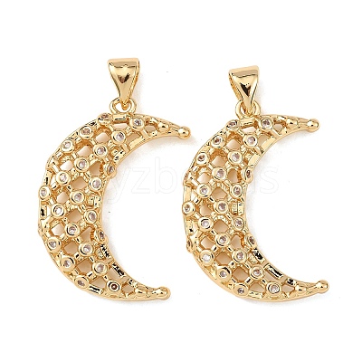 Brass Micro Pave Clear Cubic Zirconia Pendants KK-B184-01G-06-1