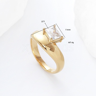 304 Stainless Steel Glass Finger Rings MD8256-3-1