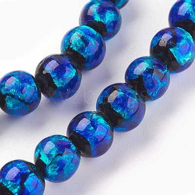 Handmade Silver Foil Glass Lampwork Beads LAMP-P051-G10-6mm-1