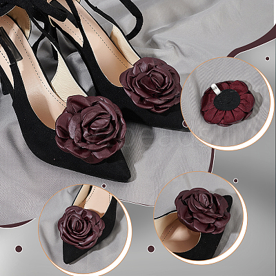 2Pcs Detachable Imitation Leather Shoe Buckle Clips AJEW-AR0005-03A-1