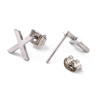 Tarnish Resistant 304 Stainless Steel Greek Alphabet Stud Earrings STAS-D007-07P-01-1