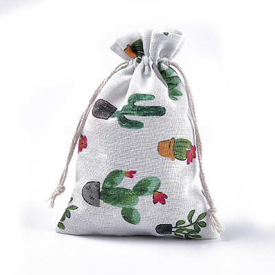 Polycotton(Polyester Cotton) Packing Pouches Drawstring Bags X-ABAG-T007-02L-1