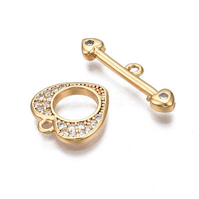 Brass Micro Pave Clear Cubic Zirconia Toggle Clasps KK-Q278-005-NF-1