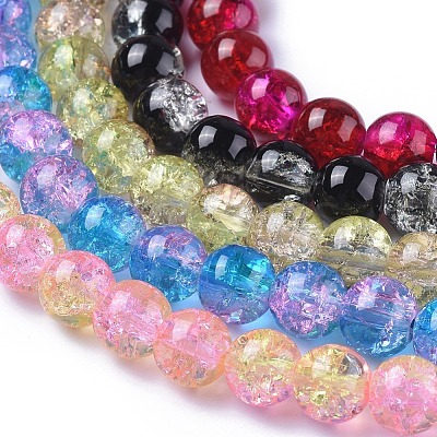 Two Tone Crackle Glass Beads X-CCG-Q002-8mm-M-1