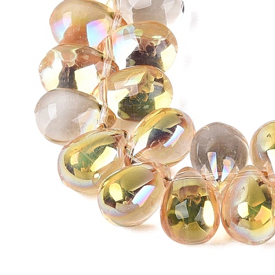 Electroplate Baking Paint Transparent Glass Beads Strands GL-N005-02A-C14-1
