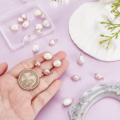 20Pcs Natural Pearl Pendants PALLOY-GA00015-1