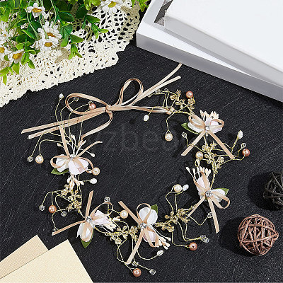 1Pc Alloy with Resin and Polyester Headpiece Cap AJEW-CY0001-92-1