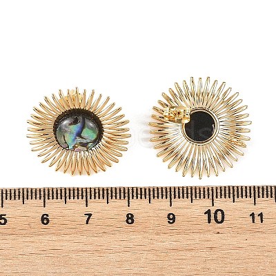 Paua Shell & Brass Stud Earrings for Women EJEW-JE07473-01-1