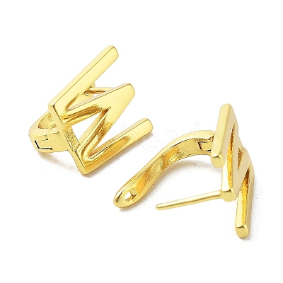 Brass Letter Stud Earrings for Women EJEW-A038-01W-G-1