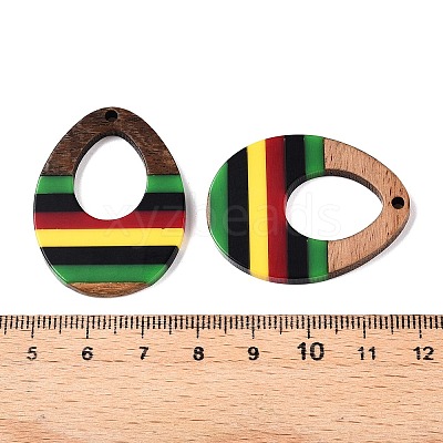 Jamaican Colour Epoxy Resin & Walnut Wood Pendants RESI-N039-122P-1