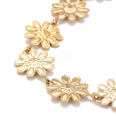 Enamel Daisy Link Chains Bracelet BJEW-P271-01G-1