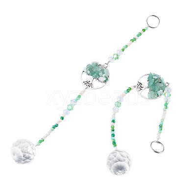 Glass Teardrop Window Hanging Suncatchers HJEW-TADJ0004-1