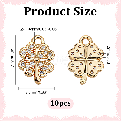 10Pcs Brass Micro Pave Cubic Zirconia Charms KK-HY0004-34-1