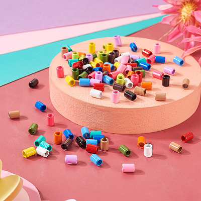 120Pcs 15 Colors Column Rack Plating Spray Painted Alloy Beads for Jewelry Making FIND-TA0002-74-1