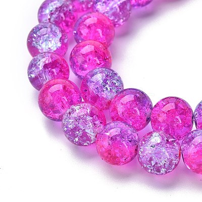 1 Strand Transparent Crackle Glass Round Beads Strands X-CCG-Q002-10mm-09-1