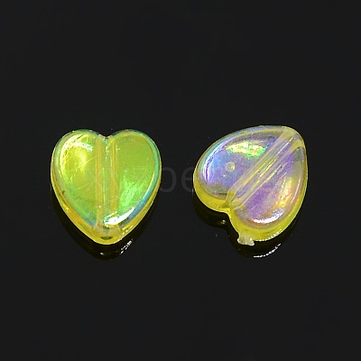 Yellow AB color Plated Acrylic Heart Beads X-PL539-831-1