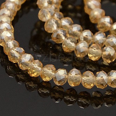 Pearl Luster Plated Faceted Rondelle Glass Beads Strands GLAA-A024D-PL01-1